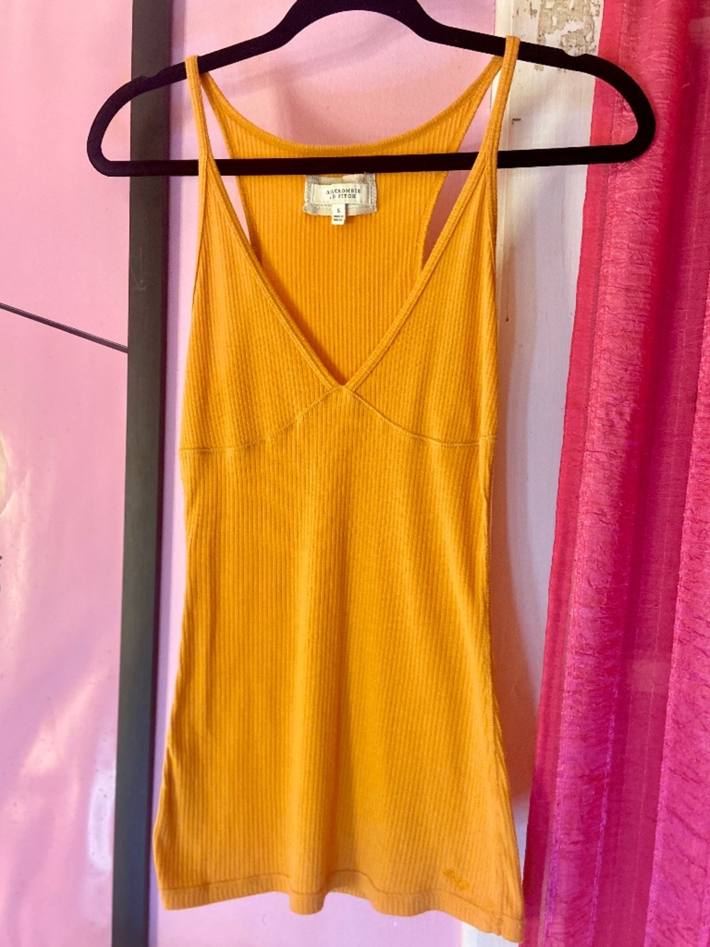 Y2K Vintage Abercrombie and Fitch Tangerine 🍊 Orange Ribbed Tank Women’s Small